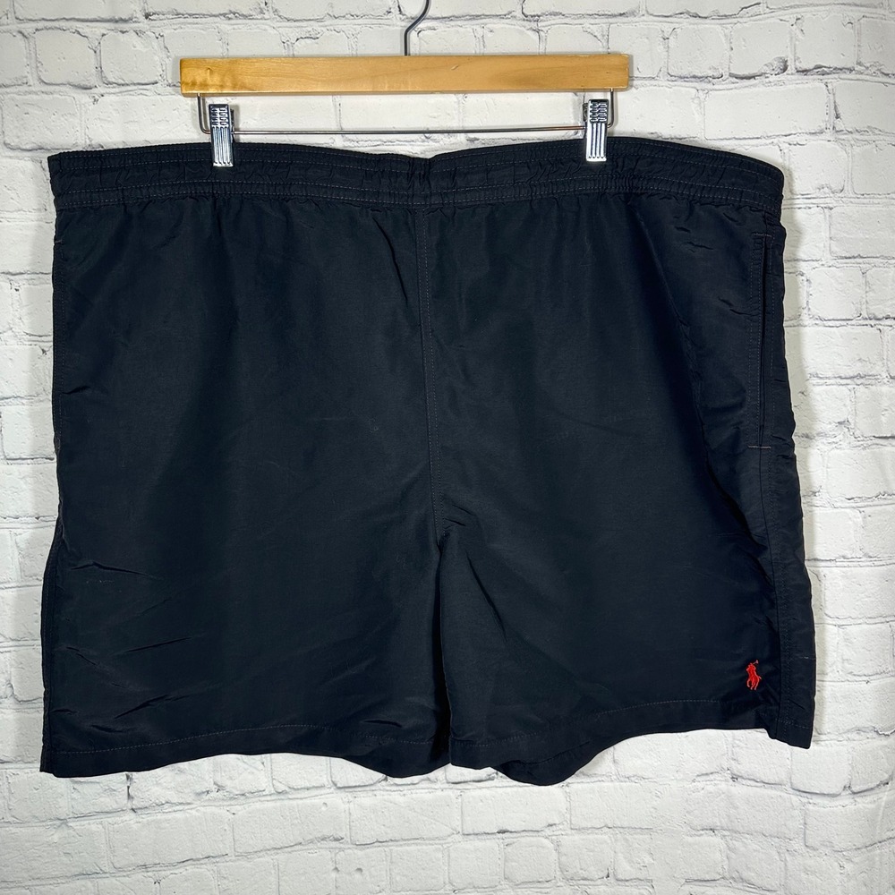 Polo Ralph Lauren Mens Swim Trunks Black Red Pony Mesh Lined Big & Tall 3XB
